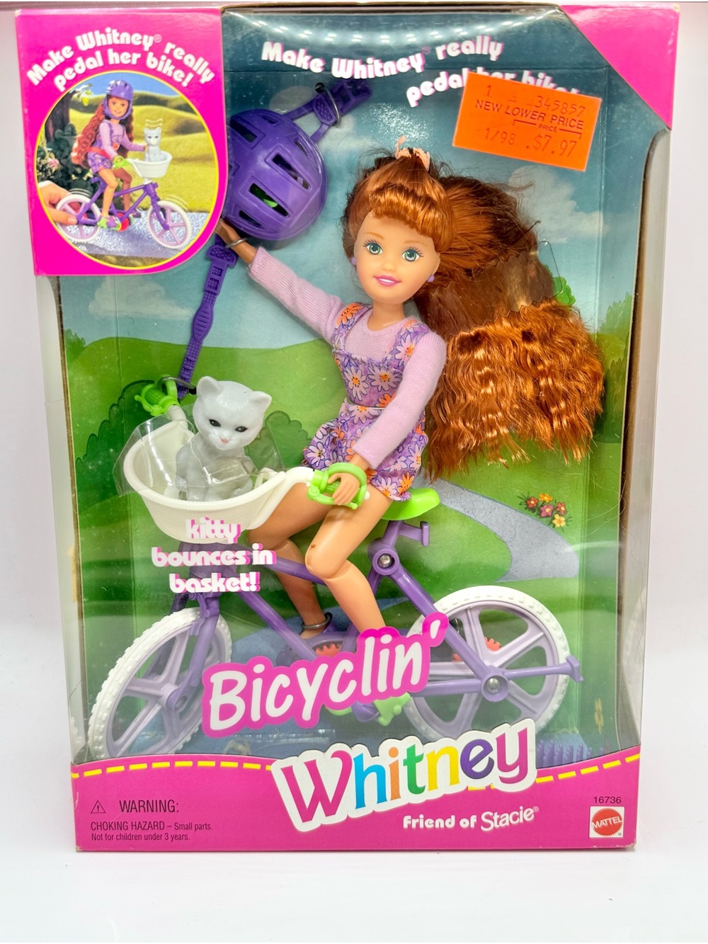 Mattel Bicyclin' Whitney Doll Friend of Stacie with Bicycle & Kitty 16736
